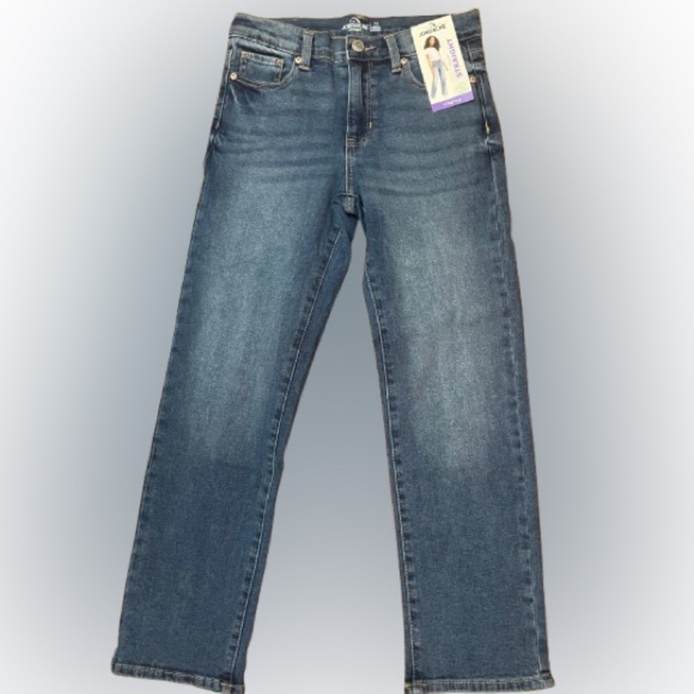 NWT Jordache Blue Baggy Straight-Leg Stretch Denim Jeans Size 10